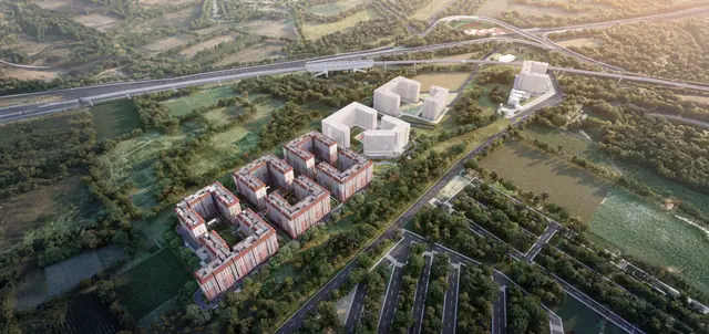 Aerial view of the township