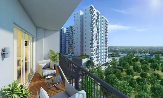 Sample balcony with tower views