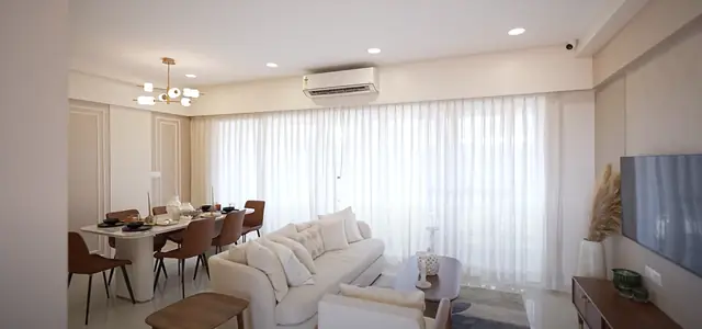 Sample living and dining room
