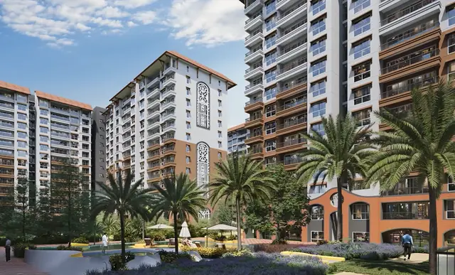 Towers with palm courtyards